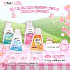 Nước Rửa Mắt VIPLUS+ Multi B Eye Wash Bổ Sung Độ Ẩm, Vitamin Cho Mắt, Hỗ Trợ Làm Sạch Dưỡng Ẩm Mắt 300ml