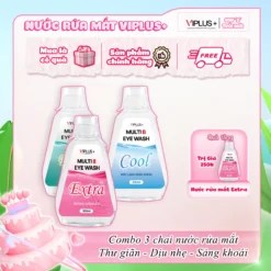 Combo 3 Chai Nước Rửa Mắt VIPLUS+ Multi B Eye Wash [ COOL + EXTRA + FRESH ] + QUÀ TẶNG COMBO TRẢI NGHIỆM